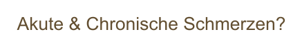 Akute & Chronische Schmerzen?